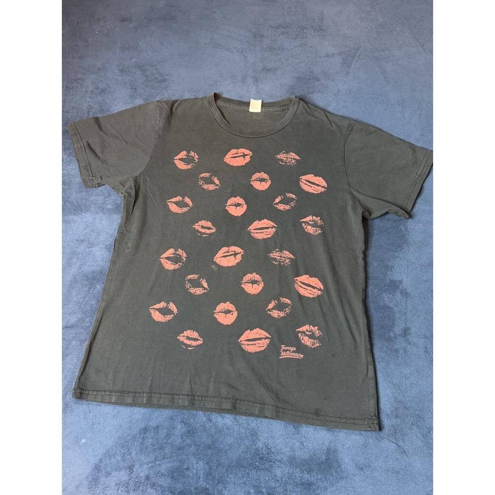 Teenage Millionaire Hollywood Lip Kisses Graphic T-Shirt Black Vintage Mens M